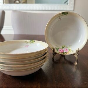 Vintage Nippon Rising Sun Mark Hand Painted Bowl Set Of 6 - Roses